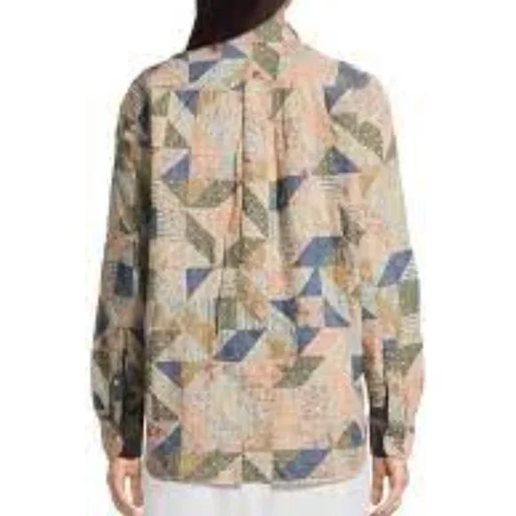 Ralph Lauren Women's Cotton Floral Patchwork Box Pleat Cotton Shirt - Picture 8 of 12